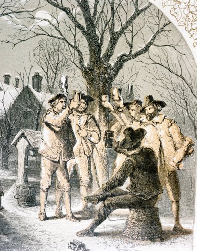 Wassail der Apfelbäume, 1840 von English School