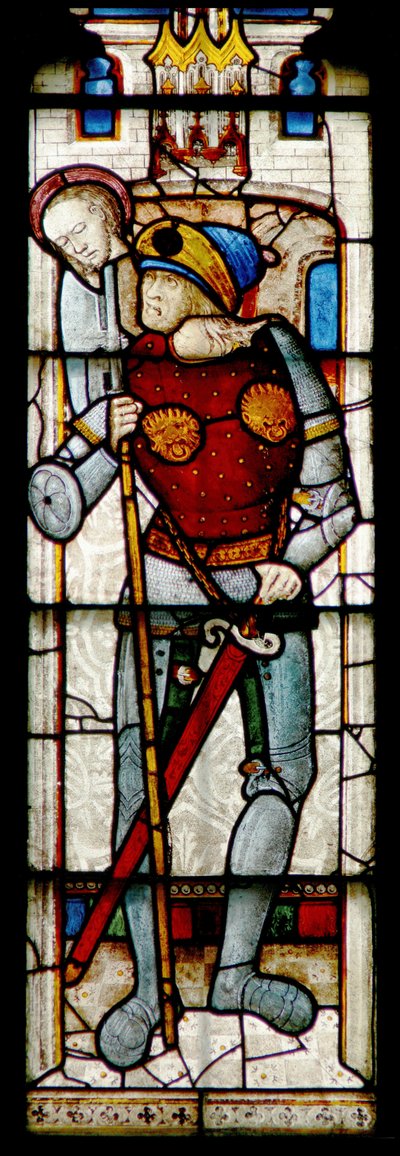 Fenster, das einen Feind der Kirche zeigt von English School