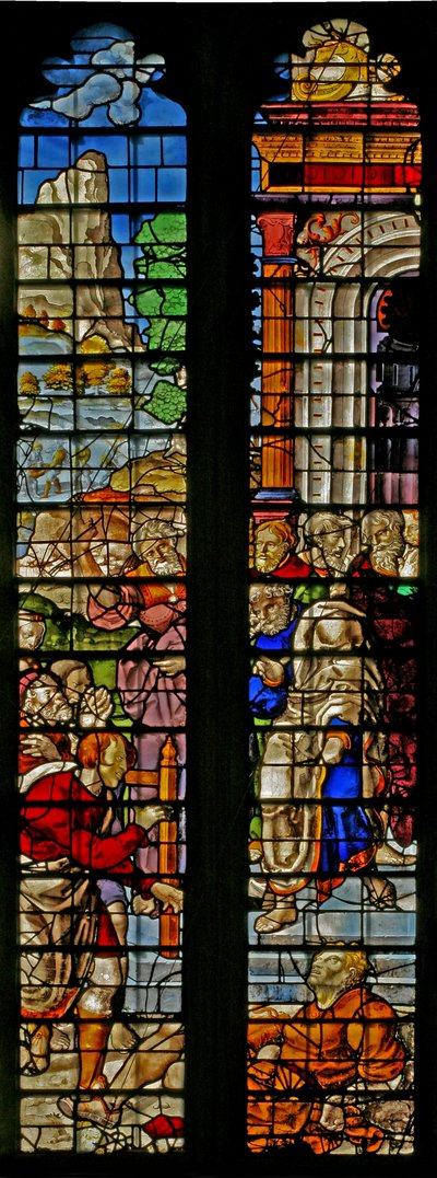 Fenster w21, Darstellung des Todes von Ananias von English School