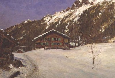 Chalet im Schnee von Ernest Albert Waterlow