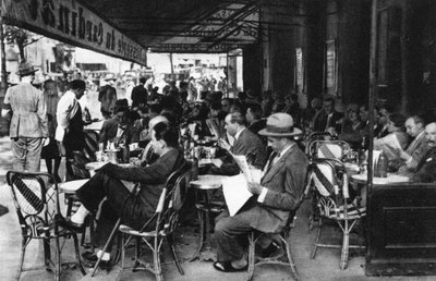 Menschen in einem Straßencafé, Paris von Ernest Flammarion