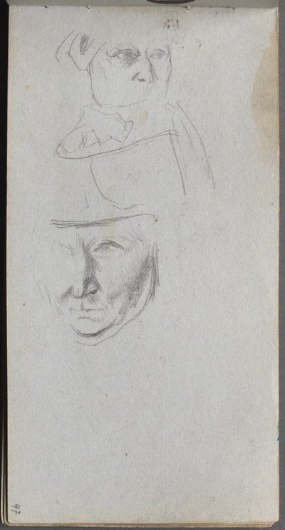 Skizzenbuch, Seite 47: Studien von drei Gesichtern von Ernest Meissonier