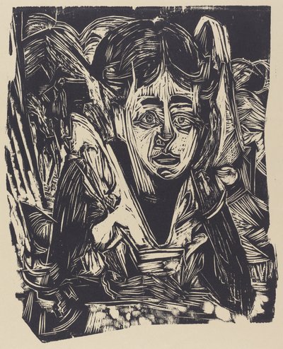 Mädchen träumend, 1918 von Ernst Ludwig Kirchner