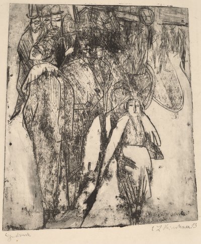 Straßenszene mit einem Omnibus, 1914 von Ernst Ludwig Kirchner