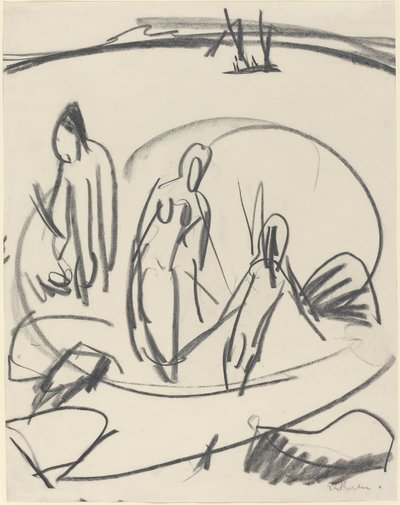 Drei Badende im Meer, ca. 1914 von Ernst Ludwig Kirchner