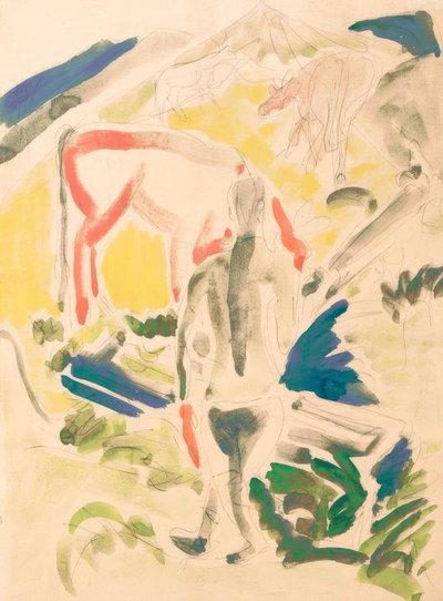 Am Brunnen auf der Stafelalp von Ernst Ludwig Kirchner