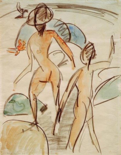 Badende mit Hut von Ernst Ludwig Kirchner