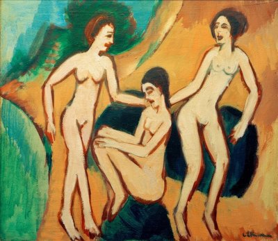 Drei Badende am Strand von Ernst Ludwig Kirchner