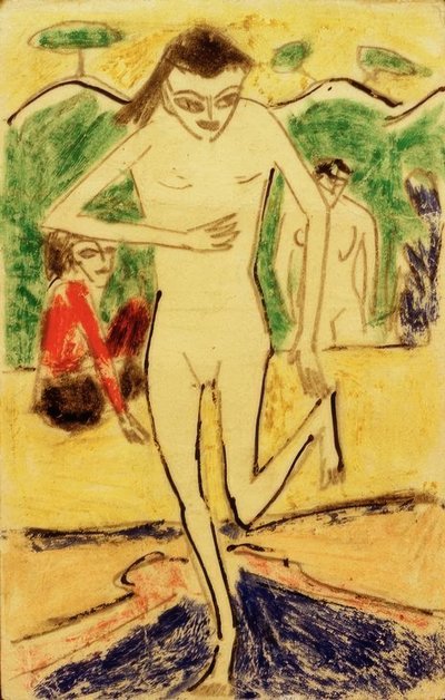 Fränzi vor Wandbehang von Ernst Ludwig Kirchner