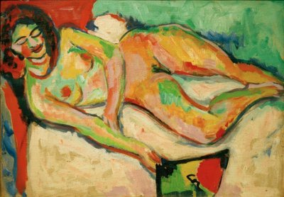 Liegender Akt mit Fächer von Ernst Ludwig Kirchner