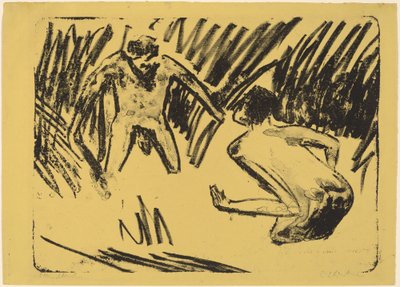 Männer planschen im Schilf von Ernst Ludwig Kirchner