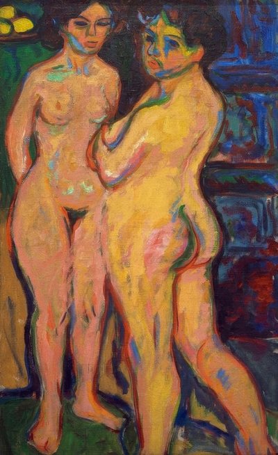 Stehende nackte Mädchen am Ofen von Ernst Ludwig Kirchner