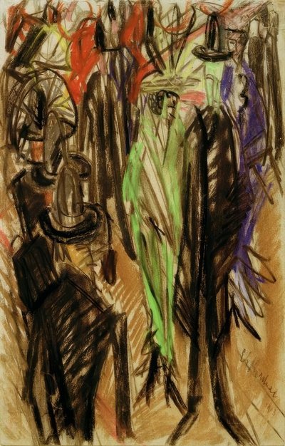 Straßenszene mit grüner Dame von Ernst Ludwig Kirchner