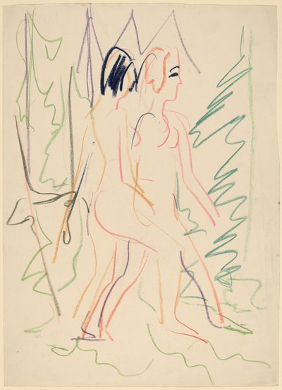 Zwei Nackte im Wald von Ernst Ludwig Kirchner