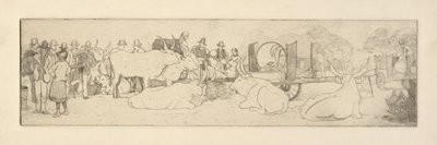Bauernszene mit Stieren von Esther Blaikie MacKinnon