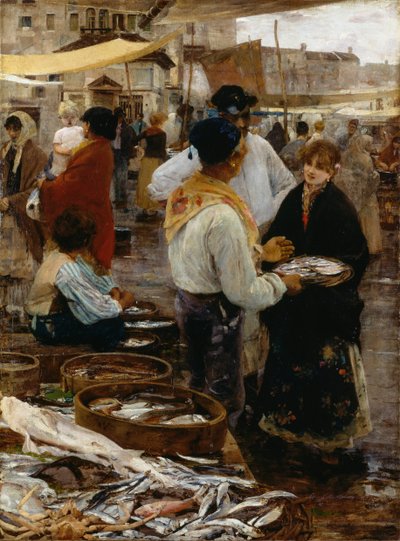 Fischmarkt in Venedig von Ettore Tito