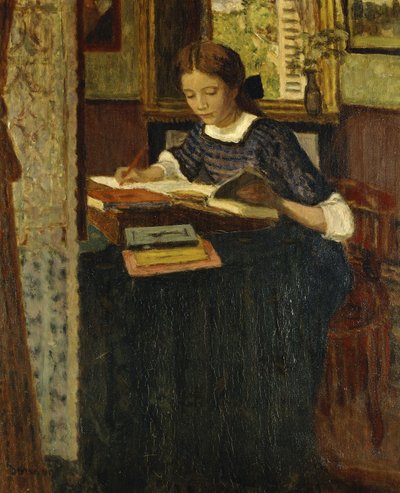Mädchen beim Schreiben von Eugene Antoine Durenne
