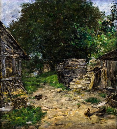 Landschaft. Innenhof eines Bauernhofs von Eugene Louis Boudin