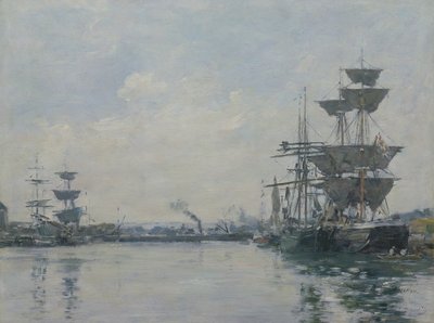 Le Havre, Schiffe in einem Becken von Eugene Louis Boudin