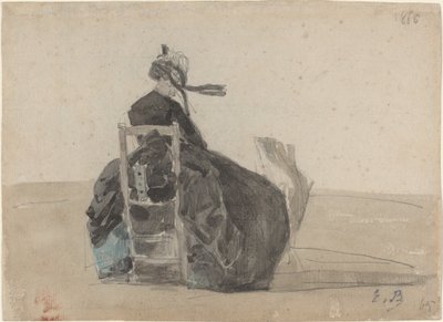 Sitzende Dame in Schwarz, Trouville, 1865 von Eugene Louis Boudin