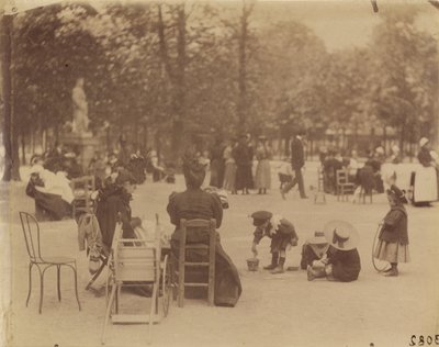 Frauen und Kinder im Jardin du Luxembourg von Eugène Atget