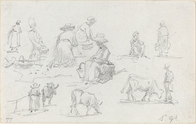 Bauern und Kühe [recto] von Eugène Boudin