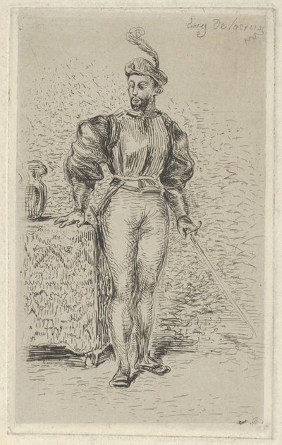 Mann in Rüstung, 1833 von Eugène Delacroix