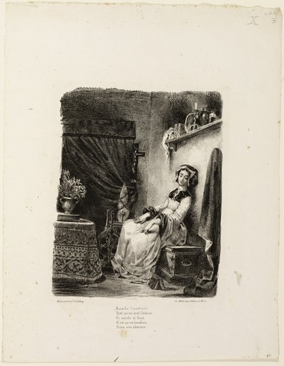 Marguerite am Spinnrad von Eugène Delacroix