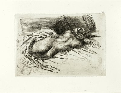 Liegender Akt, Rückenansicht von Eugène Delacroix