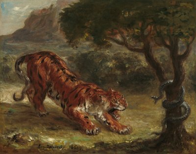 Tiger und Schlange von Eugène Delacroix