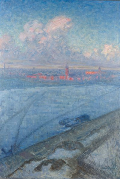 Die Stadt bei Sonnenuntergang von Eugène Jansson