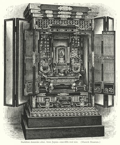 Buddhistischer Hausaltar, aus Japan (Gravur) von European School