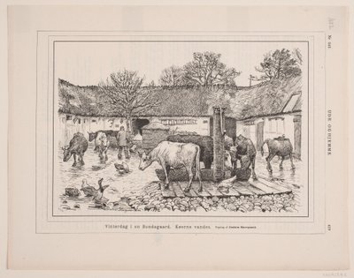 Wintertag auf einem Bauernhof von F. Hendriksen