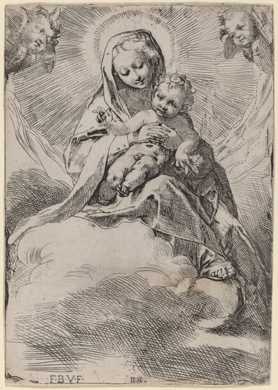Madonna in den Wolken von Federico Barocci