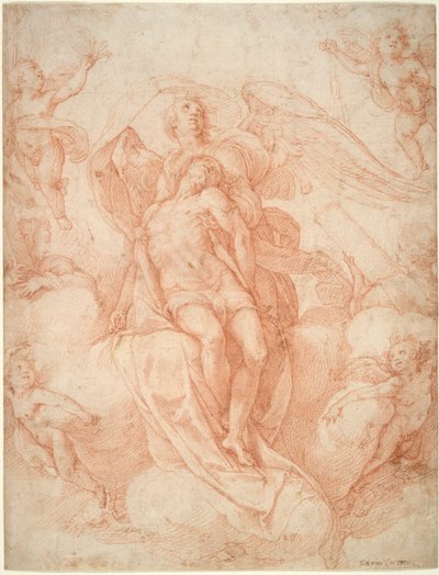 Der tote Christus von Engeln getragen von Federico Zuccaro