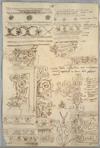 Acht Studien von Friesen und Kandelabern von Felice Giani