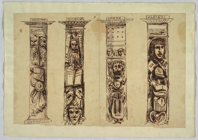 Vier Säulen für italienische Renaissance-Schriftsteller von Felice Giani