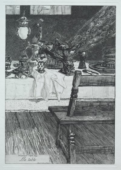 Der Tisch, nach H. Leys, 1868 von Felix Bracquemond