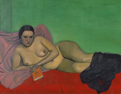 Nackte Frau mit Buch, 1924 von Felix Edouard Vallotton