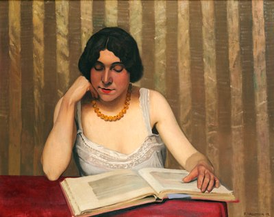 Leserin mit gelber Halskette, 1912 von Felix Edouard Vallotton