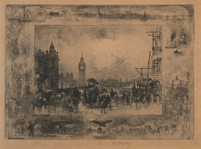 Westminster-Brücke oder Westminster-Turm von Felix Hilaire Buhot