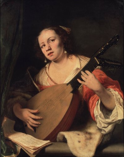 Eine Dame, die Laute spielt, 1654 von Ferdinand Bol