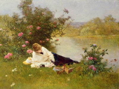 Frau an einem Flussufer von Ferdinand Heilbuth