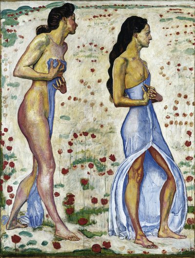 Zwei Frauen in Blumen Emotion 1a, 1901-1906 von Ferdinand Hodler