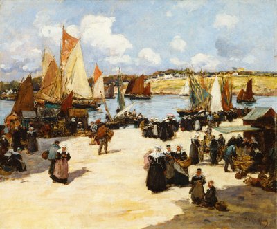 Eine geschäftige Hafenszene von Fernand Legout Gerard