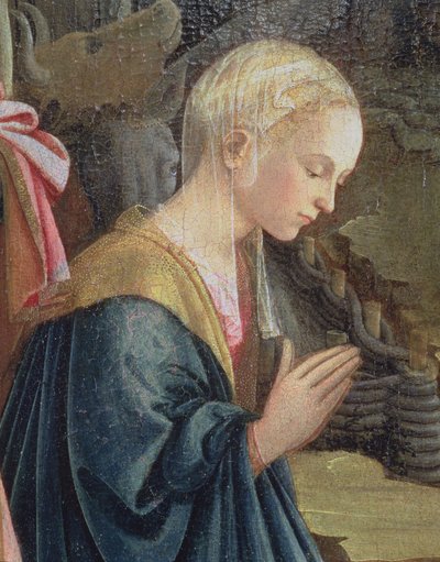 Die Geburt Christi, Detail der Madonna (1470) von Fra Filippo Lippi