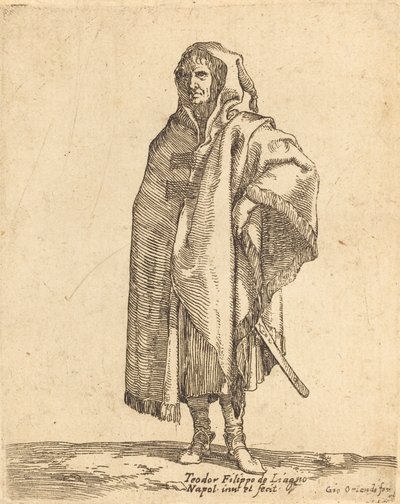 Stehender Soldat in einem langen Mantel von Filippo Napoletano