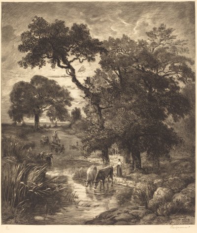 Abend von Félix Bracquemond after Théodore Rousseau