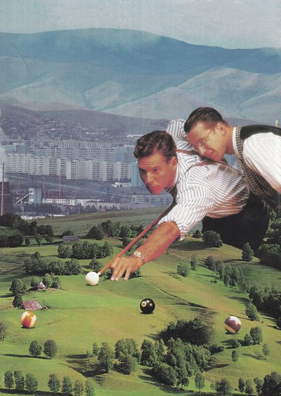 Billard mit guten Freunden, 2020 (Collage) von Florent Bodart