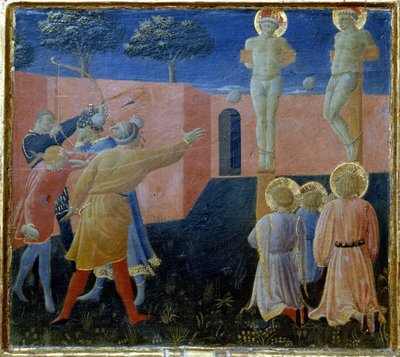 Kreuzigung und Steinigung des Heiligen Cosmas von Fra Angelico